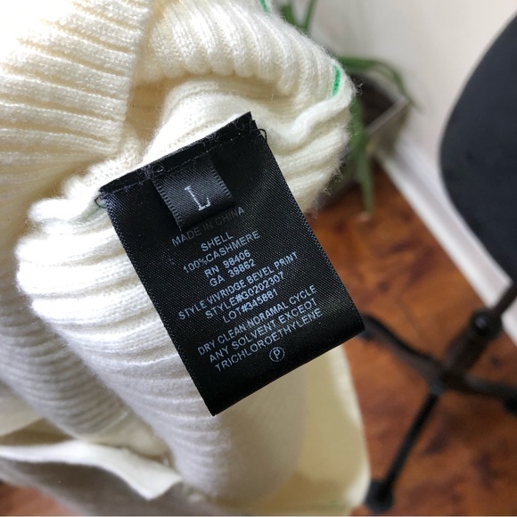 Theory 100% Cashmere Ivory Ribbed Long Sleeve Sweater Cardigan Large - Picture 8 of 11